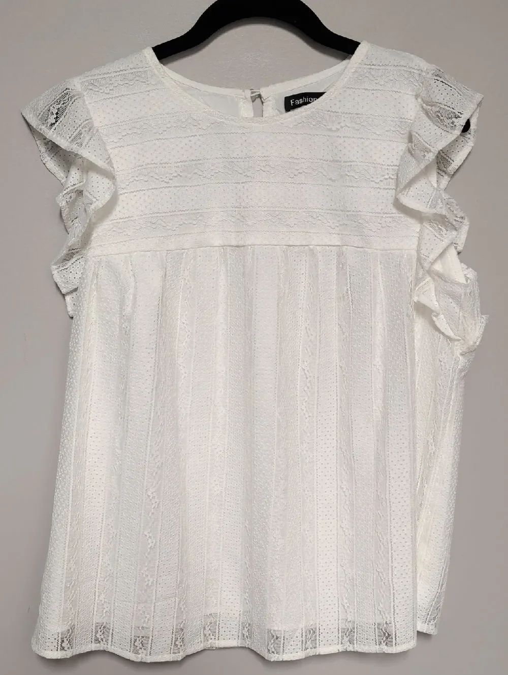White Lace Flutter Sleeve Top